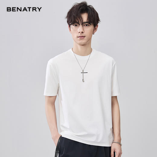 贝纳川字母刺绣圆领短袖T恤ECF214119 商品图3