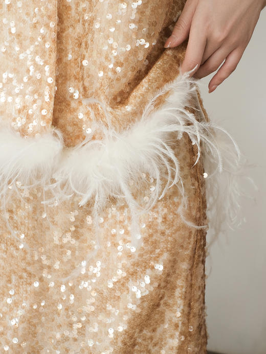 盛唐牡丹| 流苏亮片真丝半裙 商品图2