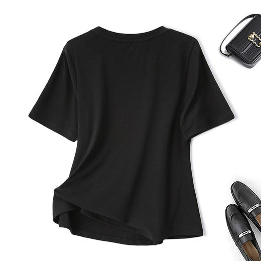 奢姿大码女装2025夏季减龄蝴蝶结刺绣时尚T恤胖妹妹简约百搭上衣5552164256 商品图1