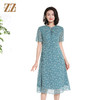 佐尔美夏季新款时尚气质碎花桑蚕丝短袖连衣裙女M42LS48 商品缩略图4