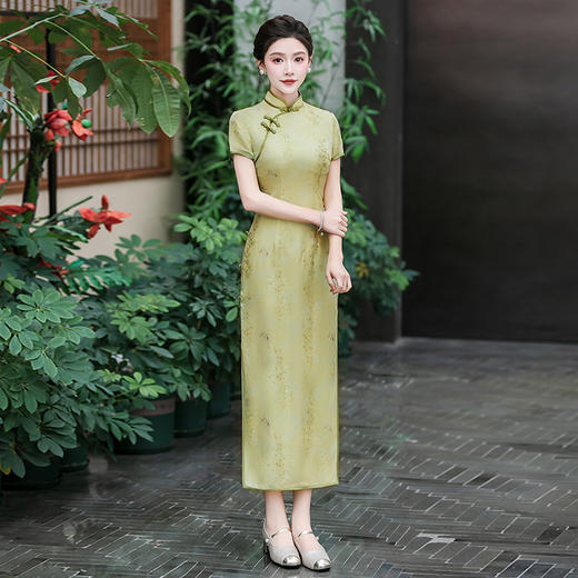 WX-2025春季新款真丝旗袍中式桑蚕丝连衣裙手工缝制送考宴席日常可穿 商品图2