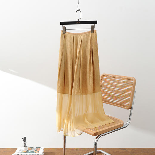 洛诗琳04612气质拼接半身裙2025夏季蚕丝混纺暗纹提花裙22211 商品图4