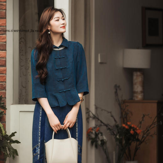 【林栖设计小店】桑蚕丝香云纱衬衫复古优雅新中式2025夏季新品翻领上衣女T1952371 商品图8