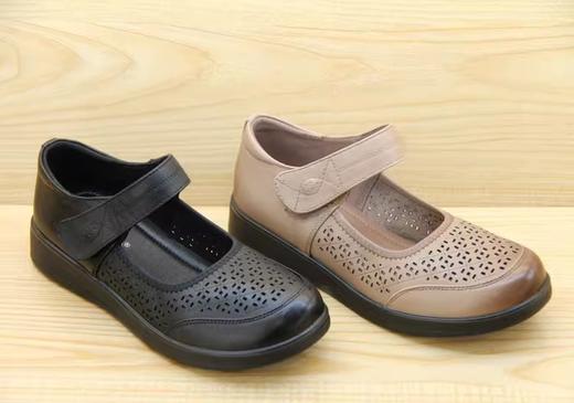 豪行2023年夏23294365真皮透气镂空冲孔平底休闲鞋超轻盘带粘扣女 商品图3