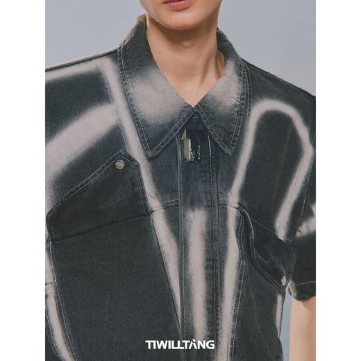 启世录TIWILLTANG明星同款"迷垣璇倪"喷色牛仔短袖夹克纯棉套装 商品图2