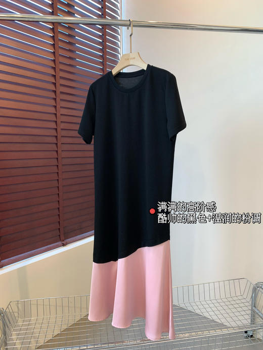 温柔如水轻盈丝滑空气感棉拼接醋酸裙摆鱼尾连衣裙 商品图8