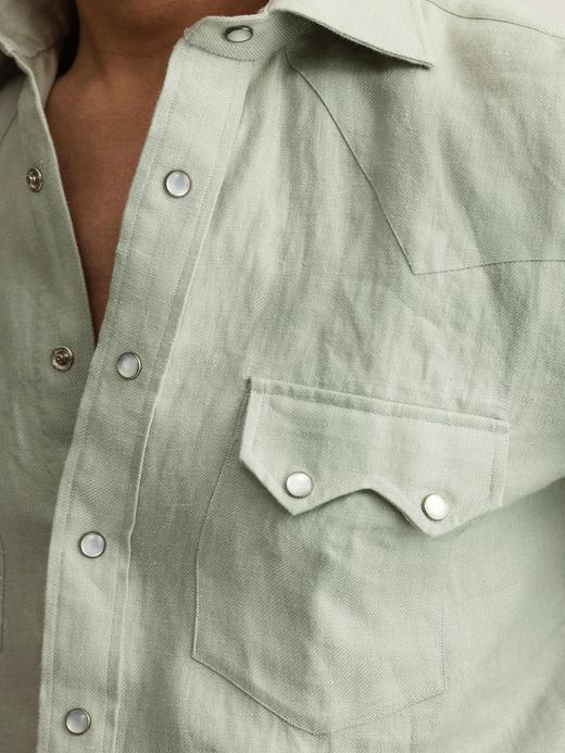 100Hands Western Shirt 薄荷绿亚麻衬衫 商品图8