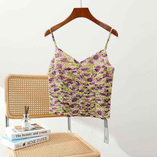 洛诗琳05355清新印花吊带2025夏季新款气质打揽真丝吊带22173 商品图4