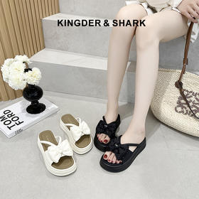 经典鲨2025夏季新款减龄甜美蝴蝶结百搭一脚蹬舒适凉拖鞋女KW315-529011