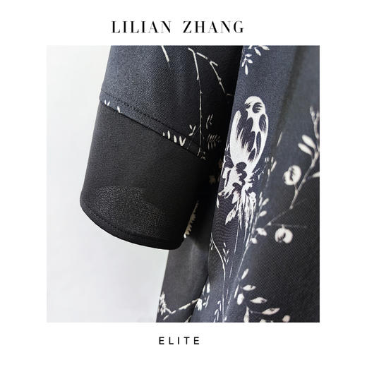 E-“定制”—「东方意蕴」——“中式老钱”——墨韵花影优雅连衣裙 2501015 商品图3