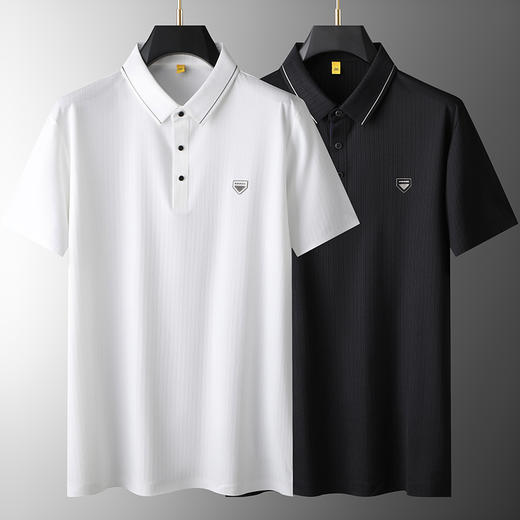 【冰丝】【DG】大依优型大码休闲纯色Polo衫冰丝凉感翻领百搭半袖体恤夏季胖子上衣 商品图1