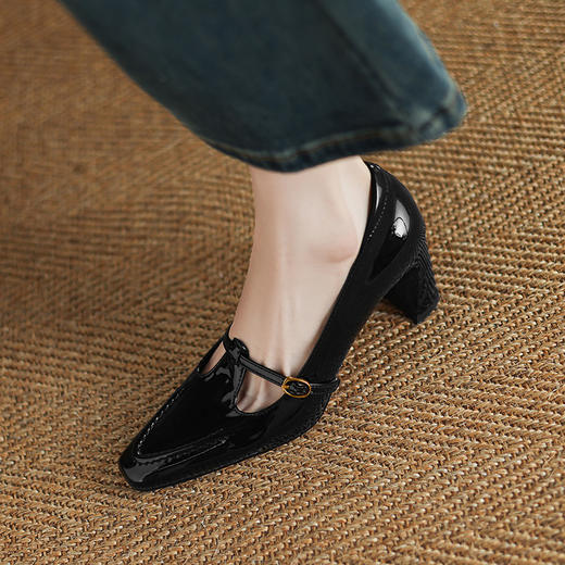 【预售5天】渐变色尖头漆皮时尚高跟鞋复古玛丽珍中古鞋春夏百搭QQJFG&JZ-1818F 商品图4