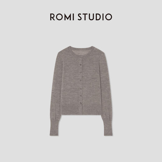 ROMI STUDIO“轻盈之感”100%美丽诺绵羊毛圆领针织开衫RW25SSM0153 商品图1