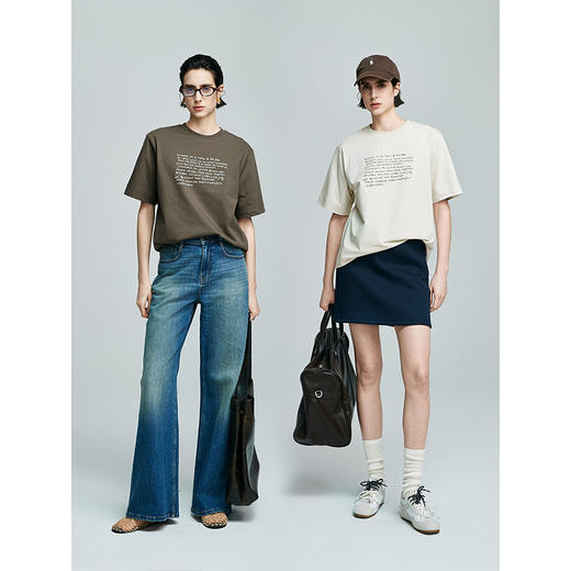 棉仓362601006-初棉艺术字母印花宽松短袖T恤 商品图4