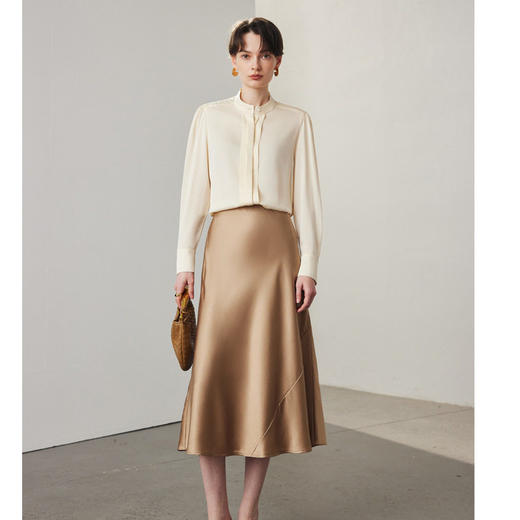 真丝衬衫女2025春夏新款白色通勤长袖19姆米弹力双乔桑蚕丝衬衣 商品图3