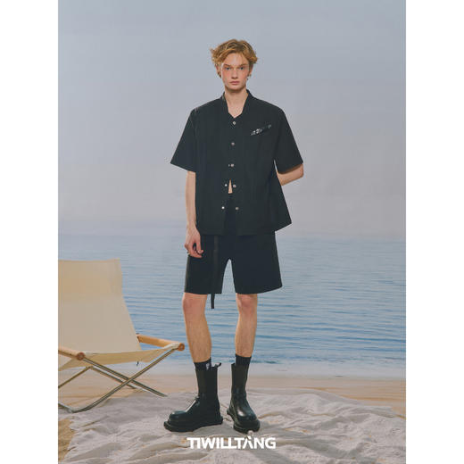 启世录TIWILLTANG“衍绅对世”X型门襟黑白新中式衬衫 商品图4