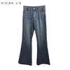 VIVIAN LIU D2525009梅春女装新款时尚插兜牛仔喇叭蜜桃裤 商品缩略图0