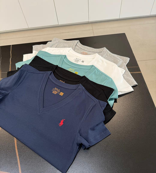 福利价赵露丝同款V领纯棉短袖t恤 商品图10