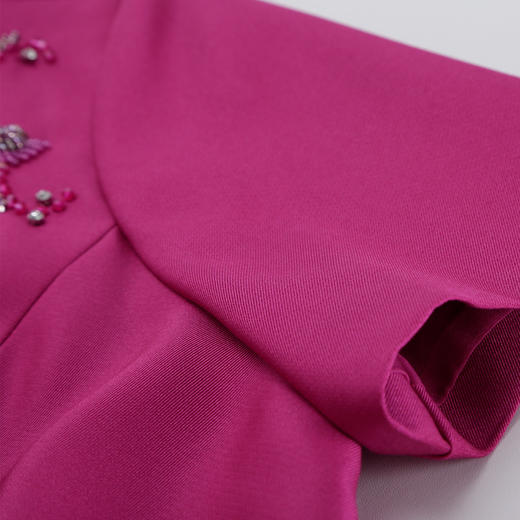 QF840斯尔丽2025新款气质轻奢法式钉珠修身放摆宴会礼服显瘦显高连衣裙 商品图12