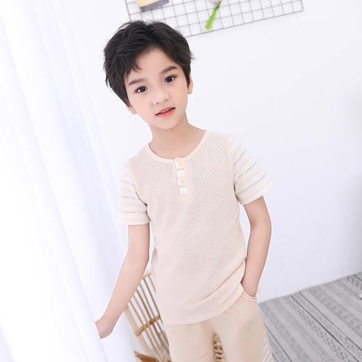 断码清仓 素道有机纯棉童装 男女圆领透气网眼T恤 夏季儿童短裤 商品图1