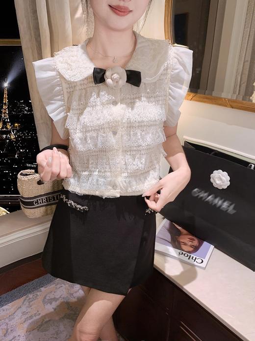 张心子【布蕾甜茶】富家千金风气质雪纺衫上衣 U2504050 商品图5