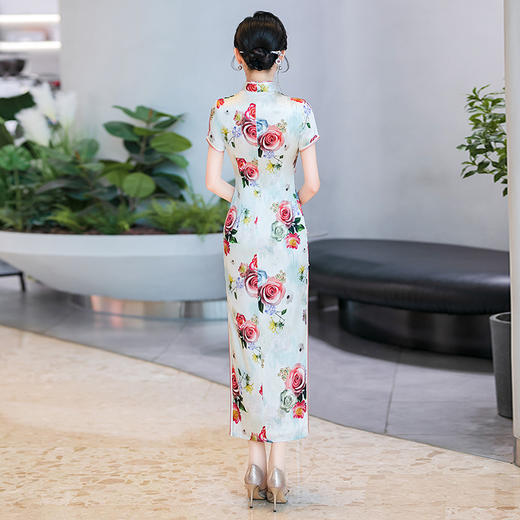 WX-ZS-2507春季新款真丝旗袍中式桑蚕丝连衣裙手工缝制送考宴席日常可穿 商品图3