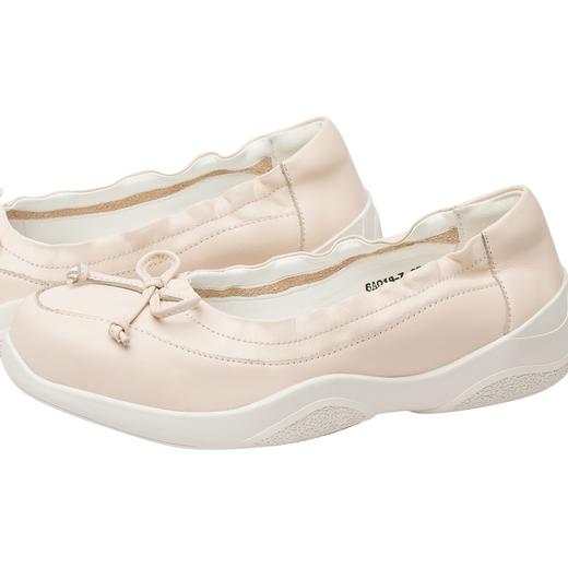 随单送船袜2双，15天左右发货【🌸粉色芭蕾优雅风，休闲鞋一脚蹬】帮面牛皮，内里羊皮，鞋底橡胶，34-40，鞋跟高3.5厘米，优雅芭蕾舞鞋楦型结合舒适运动大底，优雅与休闲巧妙结合，鞋口松紧带，穿得牢 商品图6