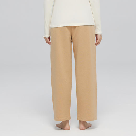 素道有机彩棉97%棉棕色长裤 针织直筒裤女士系绳休闲裤显高显瘦版 商品图3