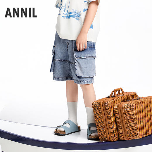 【实体店同款】男童全腰牛仔中裤夏季新款安奈儿童装AB526661 商品图2