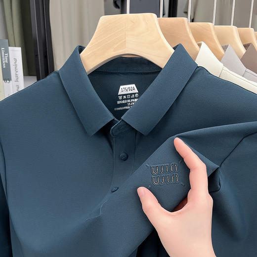 夏季半袖衫冰丝POLO衫男T上衣 短袖T恤男商务翻领 商品图4