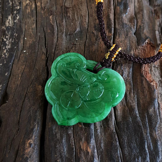 天然细腻糯种满绿如意翡翠吊坠项链30.9*31.5*3.2MM（皆取最大值）女士现售价：2480！140425NJS09 商品图4