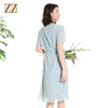 佐尔美夏季新款时尚气质碎花桑蚕丝短袖连衣裙女M42LS46 商品缩略图4