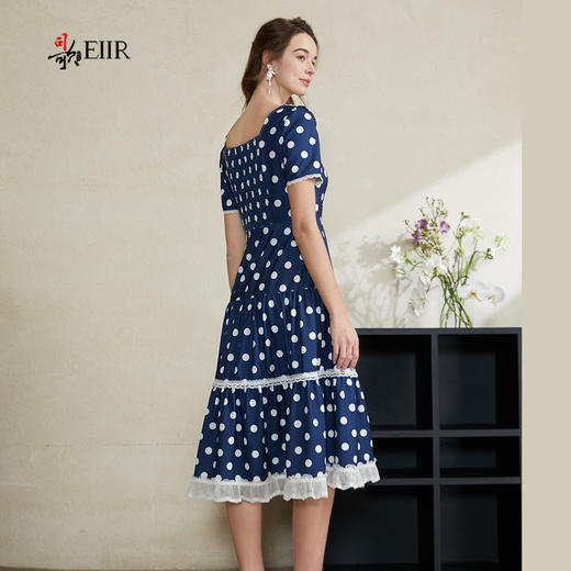 司歌波点蕾丝连衣裙短袖优雅修身A911070X 商品图3