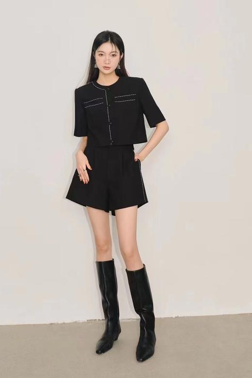 ESTELLICA 黑色小香风圆领外套短裤套装 18202 商品图0