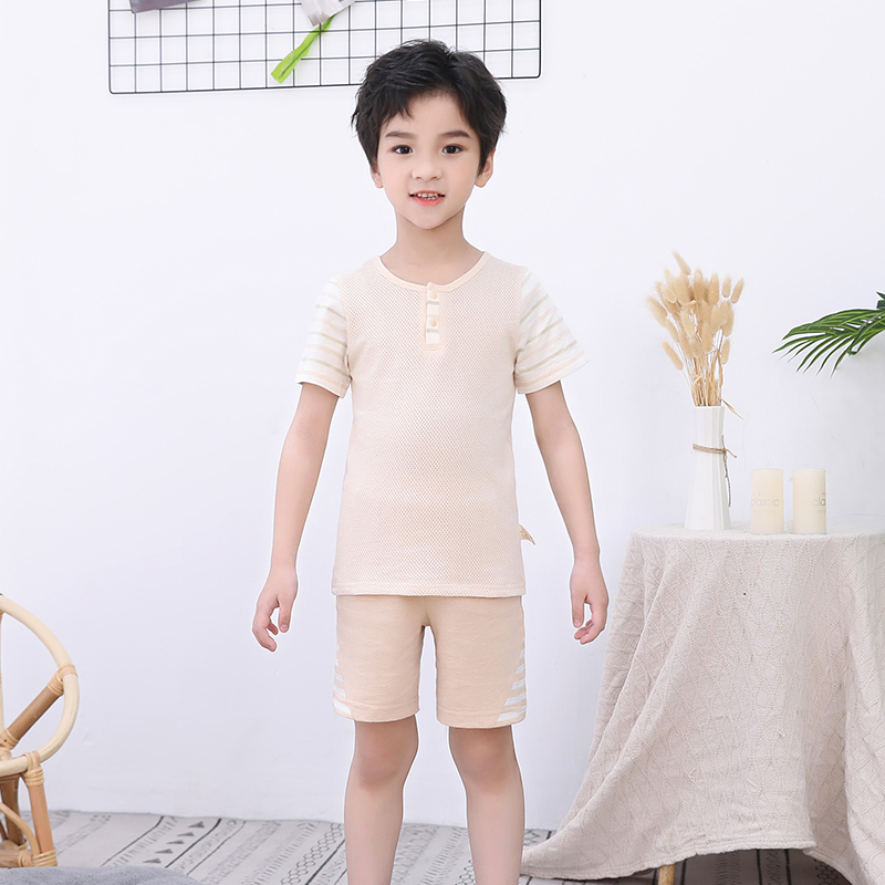 断码清仓 素道有机纯棉童装 男女圆领透气网眼T恤 夏季儿童短裤
