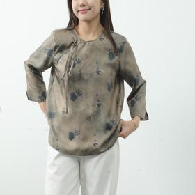 洛诗琳10218新中式真丝印花上衣2025夏季改良款气质国风上衣1155