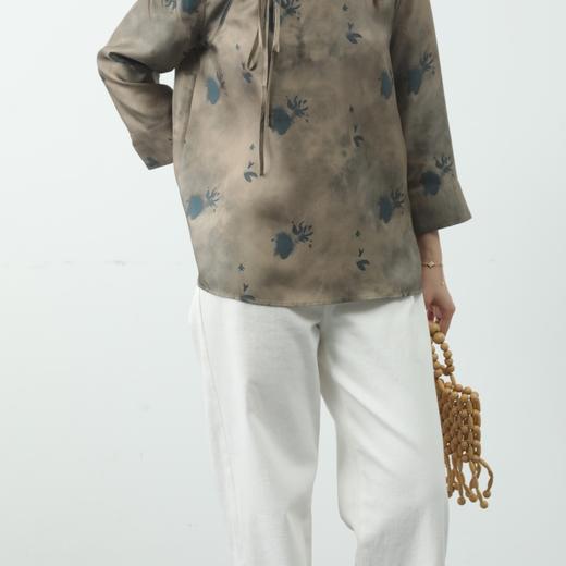 洛诗琳10218新中式真丝印花上衣2025夏季改良款气质国风上衣1155 商品图1