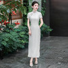 WX-2025春季新款真丝旗袍中式桑蚕丝连衣裙手工缝制送考宴席日常可穿 商品缩略图2