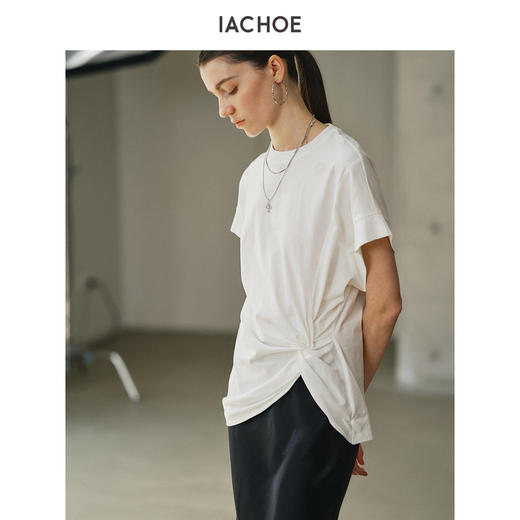 棉仓3531501036-IACHOE纽结短袖T恤 商品图0