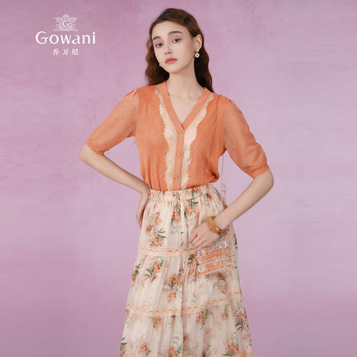 乔万尼针织衫短袖女夏季薄款拼接设计感EM2M856 商品图2