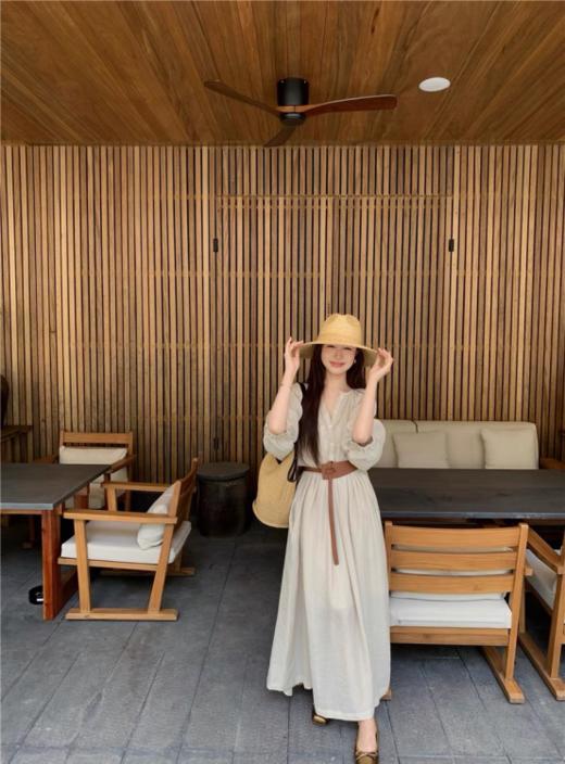 👛【度假风宽松气质连衣长裙三件套 】 🥳 通过腰带调节、内外叠穿，适配海滩、田园、都市等多场景，兼具松弛感与精致度，是🌞夏日度假与日常穿着的全能选择❗ 商品图1