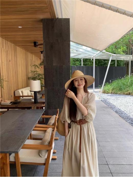 👛【度假风宽松气质连衣长裙三件套 】 🥳 通过腰带调节、内外叠穿，适配海滩、田园、都市等多场景，兼具松弛感与精致度，是🌞夏日度假与日常穿着的全能选择❗ 商品图3