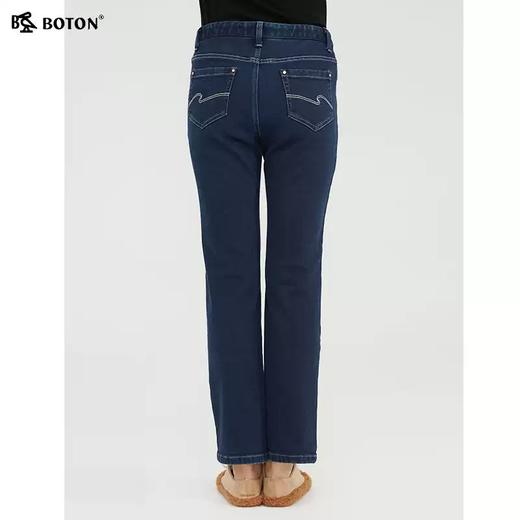 波顿女士直筒牛仔裤女秋深蓝色火山岩储热保暖显高显瘦休闲百搭长裤子LE262321 商品图1