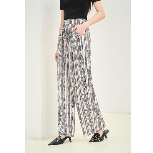 NEELLY纳俪商场同款夏季新款高腰显瘦扎染阔腿裤女垂感水墨休闲裤N25054H04638 商品图1