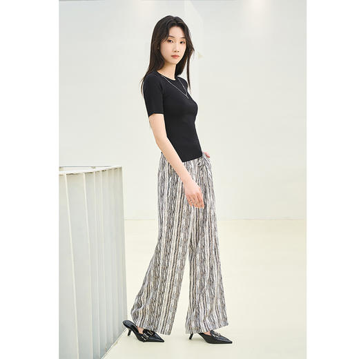 NEELLY纳俪商场同款夏季新款高腰显瘦扎染阔腿裤女垂感水墨休闲裤N25054H04638 商品图2