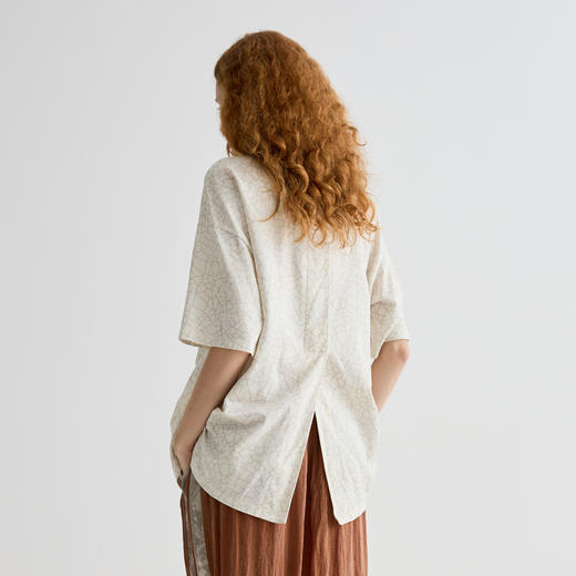 谜底T恤短袖女2025夏季新品休闲日常肌理感宽松H型上衣252MT0572 商品图2