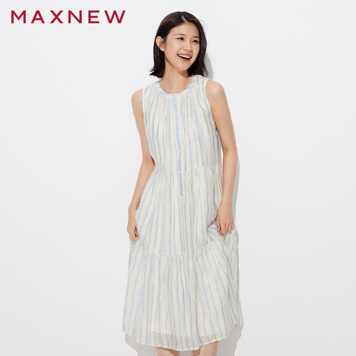 【裙装】 半开襟无袖条纹连衣裙 1P2225310 商品图4