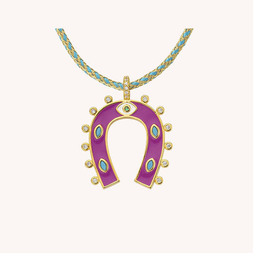 北京仓｜MYA-BAY-HORSESHOE-紫红色 珐琅 马蹄铁 项链［比利时设计师］ 商品图0