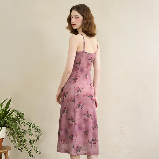 【复古油画】法式浪漫晕染印花吊带裙女夏季收腰连衣裙V0050701 商品图4