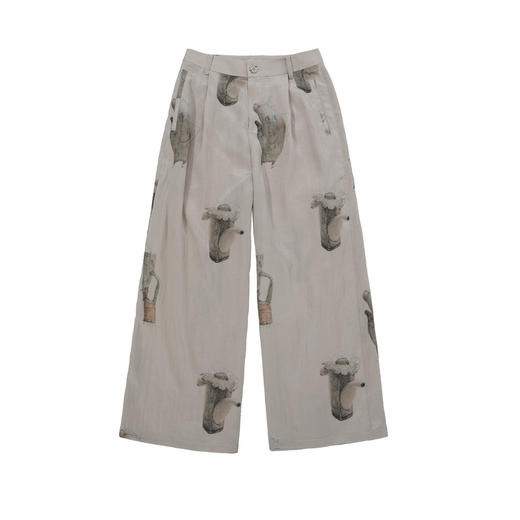 谜底休闲裤女2025夏季新品复古风通勤艺术宽松阔腿长裤252MK0683 商品图4